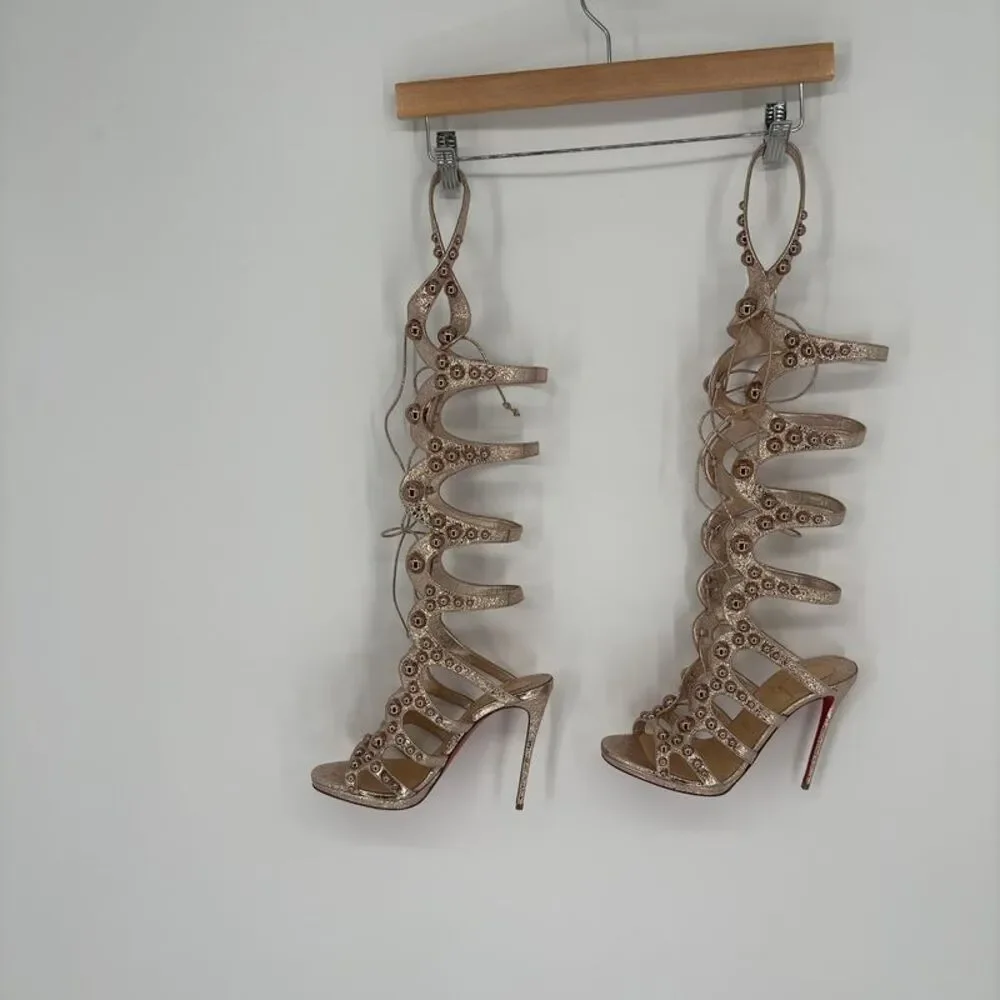 Christian Louboutin Gold and Red Bottom Heels